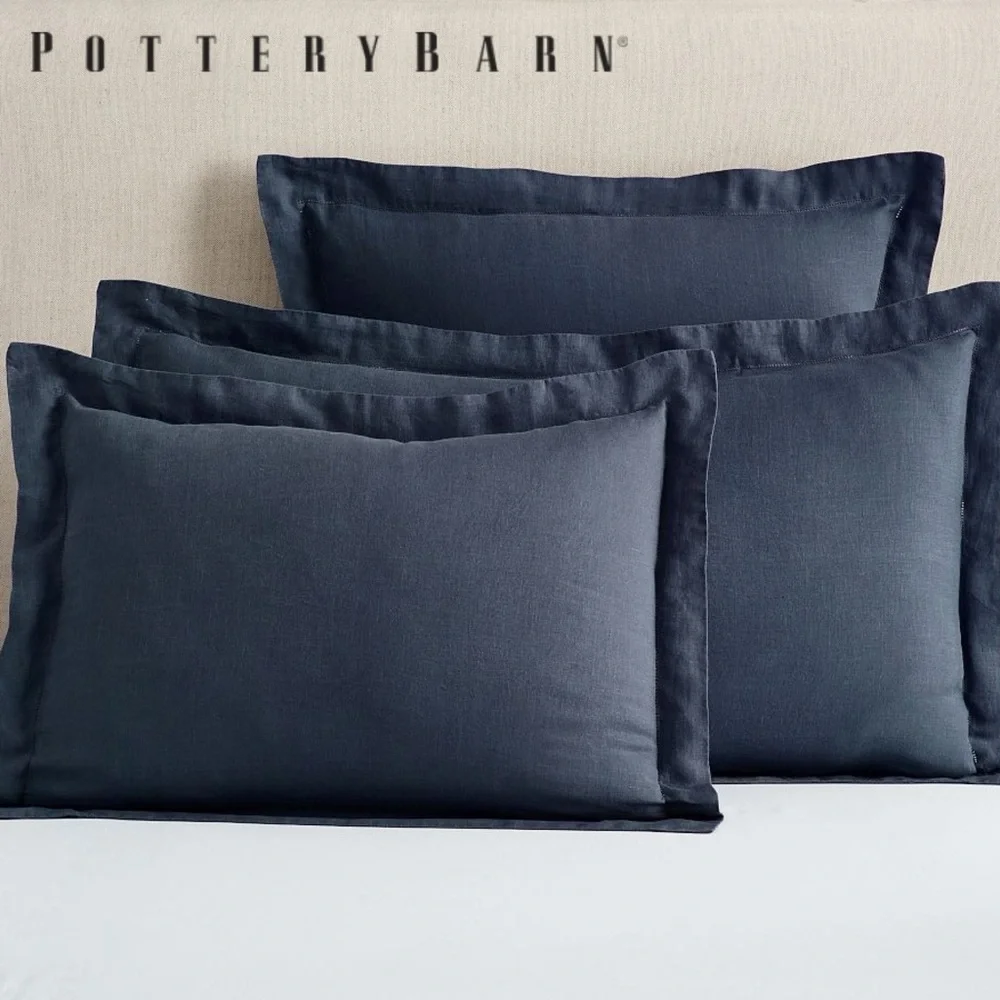 Pottery Barn Belgian Flax Linen Sham in Midnight